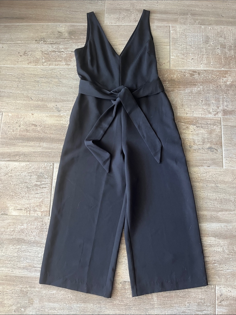 Sam Edelman Black V-Neck Wide-Leg Jumpsuit with Tie Waist